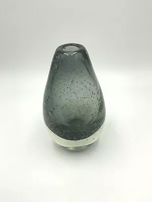 Vintage Scandinavian Tapio Wirkkala Iittala ? Smoked Art Glass Vase Bubbles • £35.80