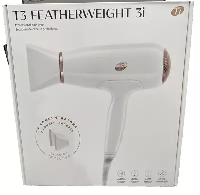 T3 FeatherWeight 3i Pro Hair Dryer White & Rose Gold Blow Dryer IonAir Generator • $89.99