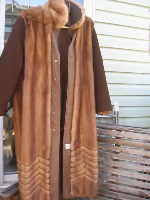 #Q26 Super Mink Fur Vest Trench Coat Light Brown 12/13 Vest Is Mink Light Brown • $198