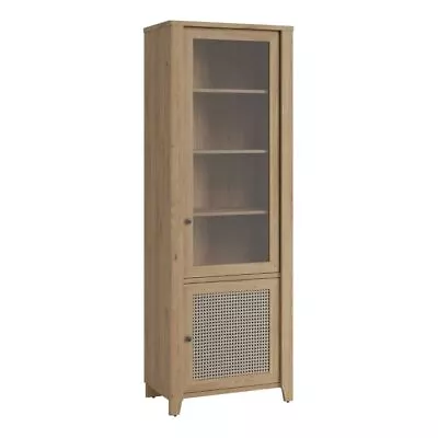 Cestino 2 Door Display Cabinet In Jackson Hickory Oak And Rattan Effect • £541