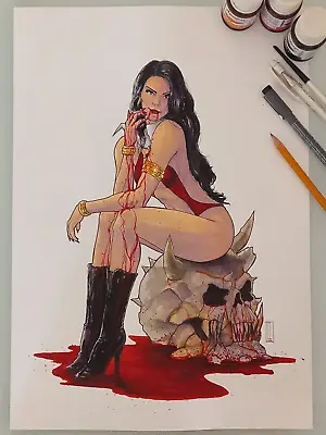 Vampirella Original Art -Watercolors - Carlos Eduardo Cunha • $50