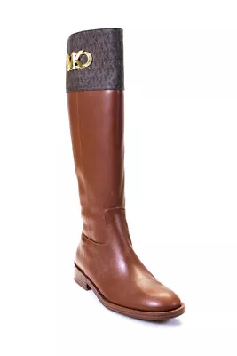 Michael Michael Kors Womens Parker Luggage Monogram Knee High Boots Brown Size 6 • $99