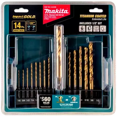 Makita Impact Gold Titanium Drill Bit Set 1/4 In. Hex Shank - 14 Piece • $19.97