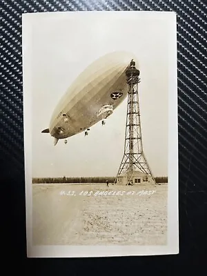 Mint USA Aviation RPPC Postcard USS Los Angeles At Mast Zeppelin ZR3 Airship • $250