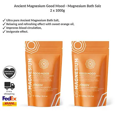 Ancient Magnesium Good Mood Ultra Pure Bath Salt With Sweet Orange Oil 1000g X 2 • $84.99
