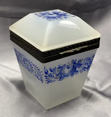 Vintage Murano Opaline Art Glass Hinged Jewelry Box Casket Cenedese Hand Painted • $460