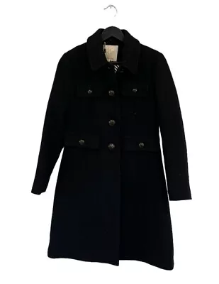 Kate Spade Wool Coat Back Ribbon Bow Black M A-Line Women Winter Button • $100