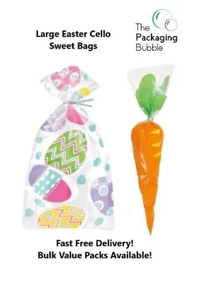 Easter Egg Carrot Cellophane Bags Treat Sweet Party Favour Cello Bag Cone Hunt • £8.05