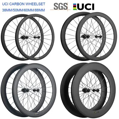 700C Clincher Carbon Road Bike Wheelset R13 Hub Carbon Wheels Basalt Brake Line • $339