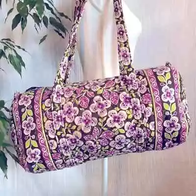 VERA BRADLEY Plum Petals Medium Size Duffle Gym Tote Bag Double Handles Zip • $36