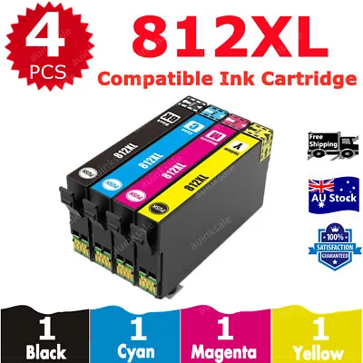 $58.50 • Buy 4x 812XL 812 XL Compatible Ink Cartridges For EPSON WF3820 WF3825 WF4830 WF4835