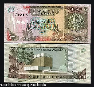 Qatar Monetary Agency 100 Riyals P-11 1980 Boat Unc Rare Money Gulf Gcc Banknote • $1599.99