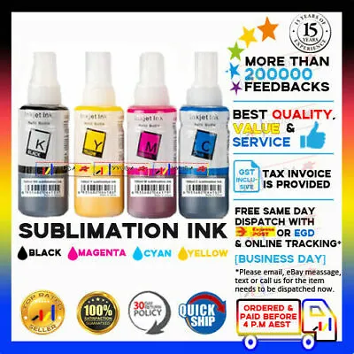 4 X Dye Sublimation Heat Transfer Ink For Inkjet Printer Refill CISS 100ml • $49.90