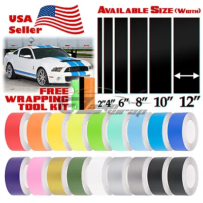 Matte Color Racing Stripes Vinyl Wrap Sticker For Ford Mustang Stripe 10FT /20FT • $32.24