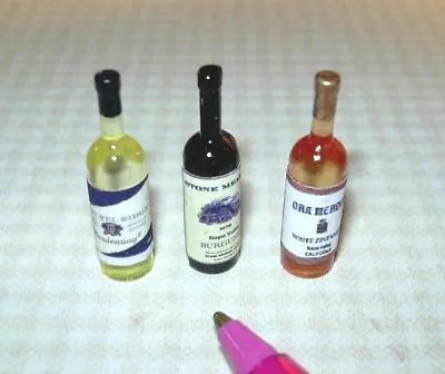 Miniature Wine Bottle Assortment #2 For DOLLHOUSE All Are 1  Tall - 1:12 Scale • $8.98