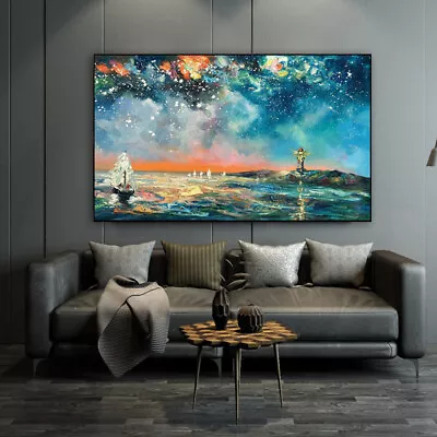 Mintura Hand Painted Vast Starry Sky Oil Paintings On Canvas Wall Art Home Decor • £25.20