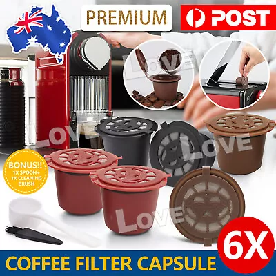 6PCS Refillable Reusable Coffee Filter Capsule Pods For Nespresso Maker Machine • $12.45