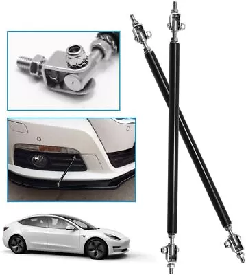 2X Black Adjustable Front Bumper Lip Splitter Spoiler Strut Rod Tie Support Bar • $8.99