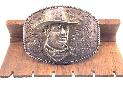 Rare John Wayne Enterprises Belt Buckle Sterling Silver Wages Silversmiths 6oz • $510