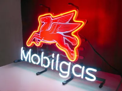 New Mobil Gas Mobilgas Neon Light Sign 20 X16  Lamp Bar Beer Artwork Wall Decor • $143.08