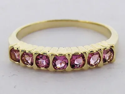$339.40 • Buy R136 Genuine 9K,14K Or 18K Solid Gold Natural Pink Tourmaline Half-Eternity Ring