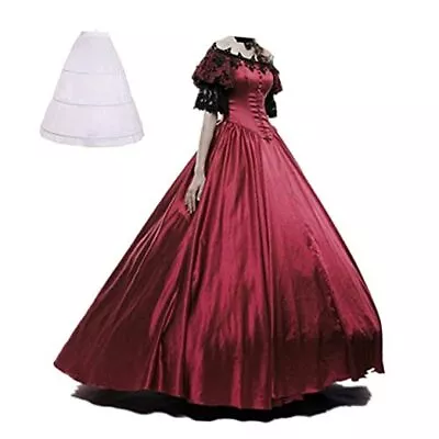 Womens Marie Antoinette Rococo Ball Gown Gothic Victorian XX-Large Wine Red • $79.32