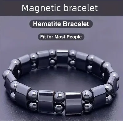 Black Magnetic Hematite Bracelet Bangle Beads Pain Relief Therapy Arthritis • £3.95