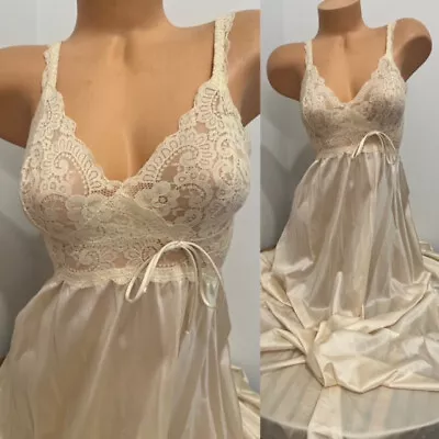 By OLGA BODY LACE #9292 SILKY IVORY SLIP GOWN NIGHTDRESS LINGERIE Sz M • $31