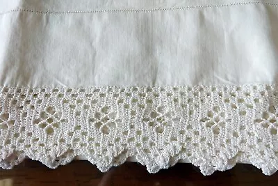 Handcrafted Single White Vintage Crochet Edge Pillowcase. • $13.50