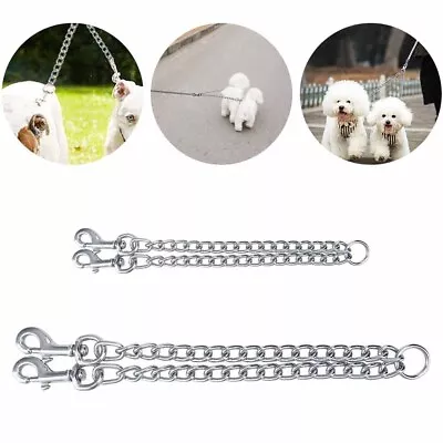 Double Dog Puppy Coupler Leash 2 Way 2 Pet Walking Safety Twin Lead Pet Chain UK • £9.99