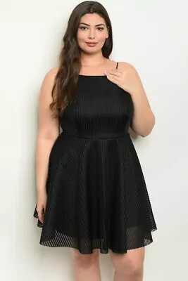 $29.95 • Buy Womens Plus Size Black Cocktail Dress 1XL Sleeveless Textured Skater Dress