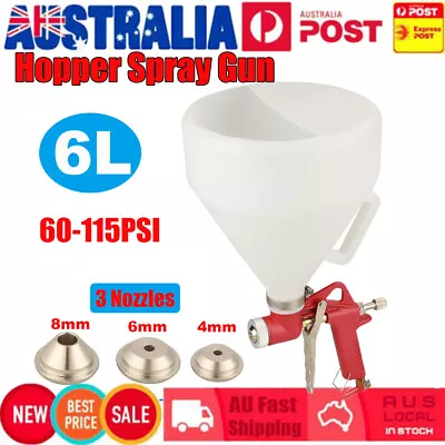 Texture Air Hopper Spray Gun Drywall 6L Cup 3 Nozzle 4/6/8mm Render Plaster New • $21.98