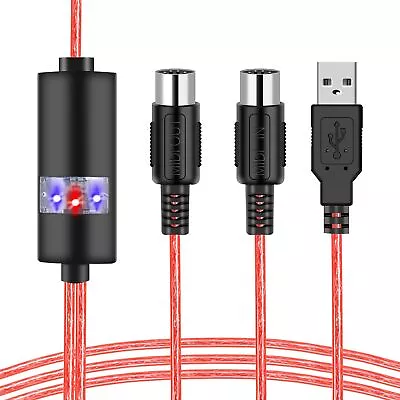 6.5Ft FORE MIDI To USB Interface MIDI Cable Adapter With Input&Output Connecting • $22.49