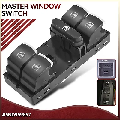 Electric Master Window Panel Switch For VW Passat Golf MK5 MK6 Jetta # 5ND959857 • $12.59