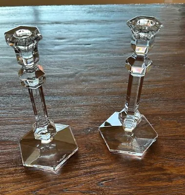 Beautiful Pair Of 'Val St Lambert  Gardenia Galatee Crystal Candlesticks  • $59