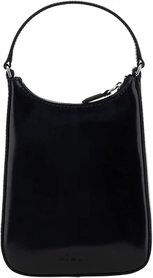 $250 • Buy Staud Women Polished Leather Mini Alec Patent Leather Shoulder Bag Black OS New