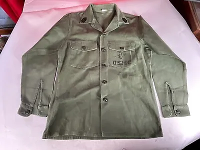 Original Vietnam US Marine Corps USMC Sateen OG 107 Shirt 1969 Dated 15 1/2 X 33 • $35