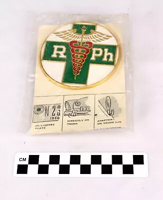 1960 NEW UNOPENED RPh Pharmacist Brass License Plate Topper Emblem • $50