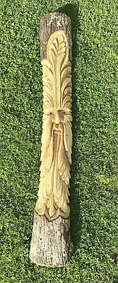 £39.99 • Buy Stunning Green Man Log - 1 Metre (hand Carved In Bali)