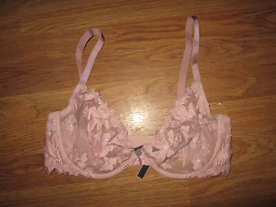 Womens VICTORIA'S SECRET LACE UNLINED PLUNGE UNDERWIRE BRA 38D 38 D • $9.99