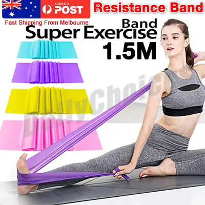 $5.49 • Buy 1.5m Elastic Yoga Stretch Resistance Bands Exercise Fitness Band Theraband