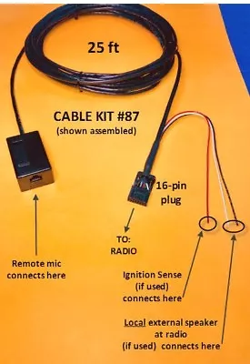 Cable Kit # 87 Remote Mic Extension Motorola Maxtrac GM300 CM200 CM300 M1225 • $29.99