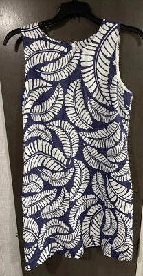 $21.99 • Buy ISLAND COMPANY Classic Shift Dress 100% Linen Sleeveless Blue White Sz S