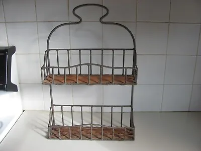 Vintage Metal & Rattan Kitchen Spice Rack/Shelf - Wall Mount Or Free-Standing • $12.99