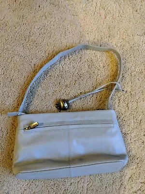 Pale Blue Leather Handbag By Yoshi With Central Zipped Pocket & 2 Side Pockets • £8