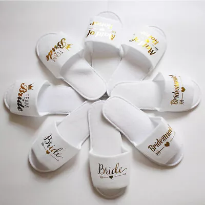 Hot Disposable Bride Bridesmaid Bridal Hen Wedding Sparkling Gold Party Slippers • £3.46
