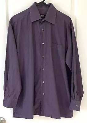 Boss Hugo Boss Shirt Men's 16 (41) Regular Long Sleeve Button Up Pocket Purple • $11.21