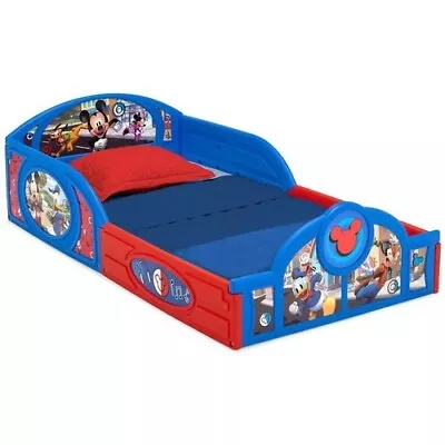 Disney Mickey Mouse Plastic Sleep And Play Toddler Kids' Bed With Attached Guard • $55.99