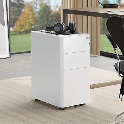 YITAHOME 3-Drawers Filing Cabinet Lockable Fully Assembled White 30 X 45 X 61cm • £69