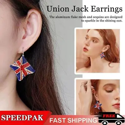 HANDMADE UNION JACK JUBILEE SPARKLY EARRINGS GIFT Uk V7K9 • £3.29